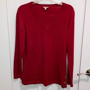 Women’s red vee neck sweater. Talbots.